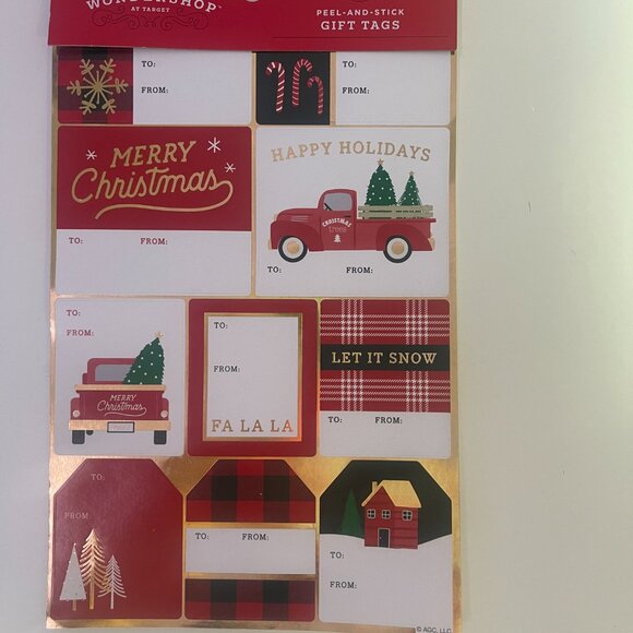 Holiday Gift Wrap Bundle – Giant Gift Bag + 50 Peel-and-Stick Tags + 12 Gift Tag - Picture 3 of 6